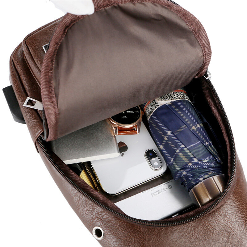 Bolsa de couro de moda masculina sling pacote peito ombro crossbody saco motociclista satchel masculino maletas saco de estilingue saco de peito
