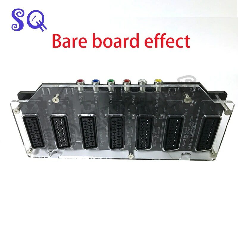 6 in 1 out Video multi Scart switch Distributor Converter to component Automatic switcher  Acrylic Case peritel RGBS crt TV AV