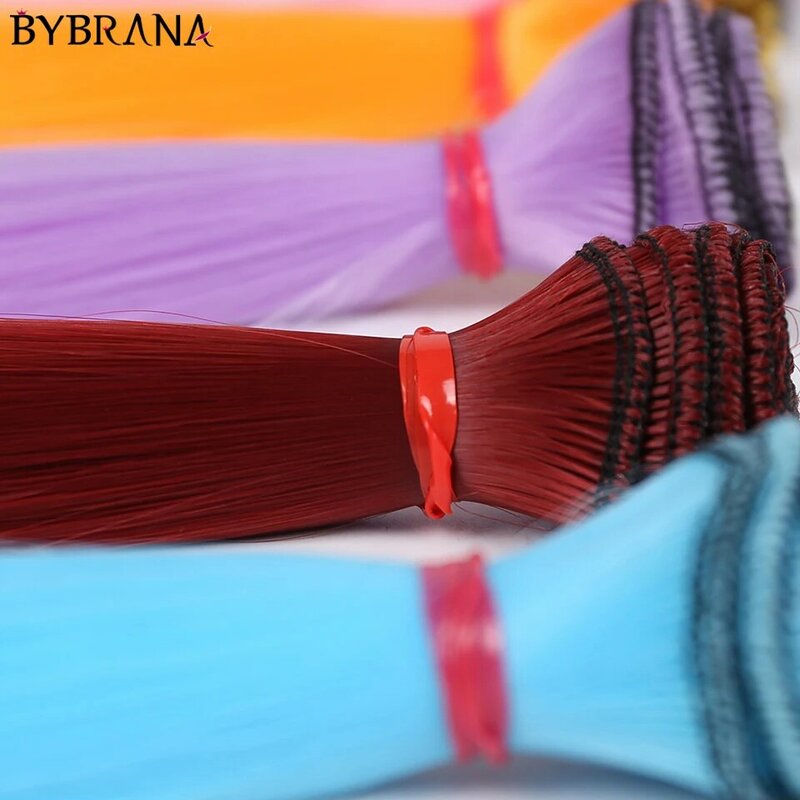 Bybrana-Peluca de fibra de alta temperatura, pelo largo y recto, 15cm x 100cm y 25cm x 100cm, BJD SD, para muñecas