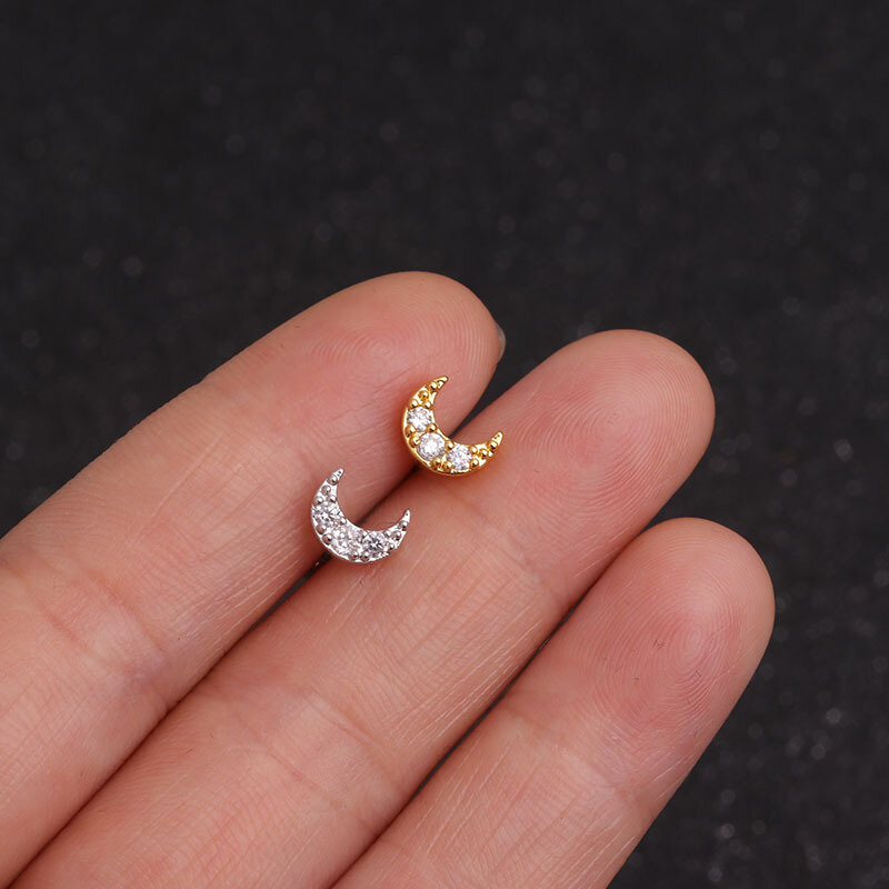 1pc coreano moda cz orelha studs cartilagem brinco para as mulheres de aço inoxidável zircon pequeno parafuso prisioneiro brinco orelha piercing jóias presentes