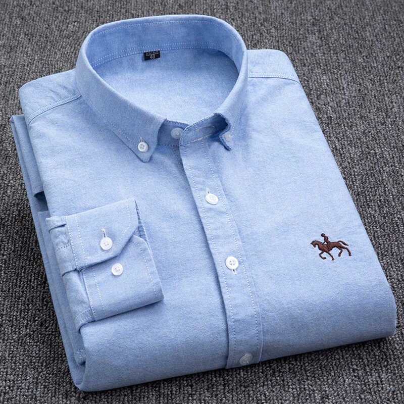 Plus size New OXFORD FABRIC 100% COTTON excellent comfortable slim fit button collar business men casual brand shirts tops
