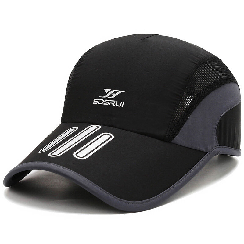 Breathableด่วนแห้งหมวกSunกีฬากลางแจ้งหมวกตาข่ายTruckerหมวกปรับขนาดสำหรับวิ่ง