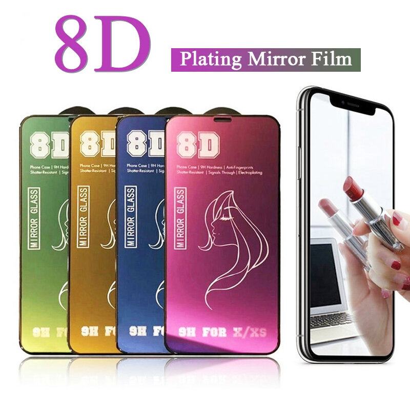 Protectores de pantalla para espejo de maquillaje, cristal templado para IPhone 13, 12, 11 Pro Max Mini, 6, 7, 8, SE, X, XR, XS Max