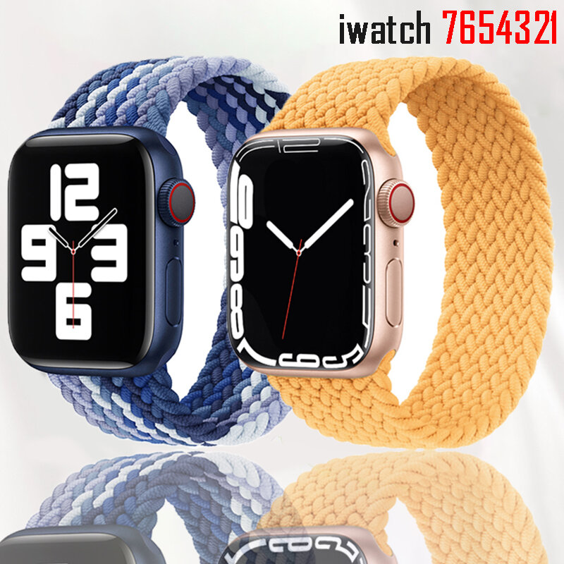 สำหรับ Apple Watch Band 44มม.40มม.42มม.38มม.ผ้าไนลอนเข็มขัดสร้อยข้อมือ IWatch 4 5 SE 6 7 45มม.41มม.