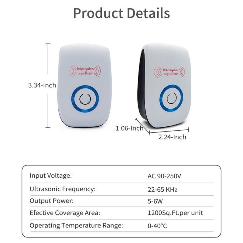 Novo 2 pces ue/eua/reino unido plugue eletrônico ultra-sônico controle de pragas repelente mosquito repelente de insetos ratos fácil de usar