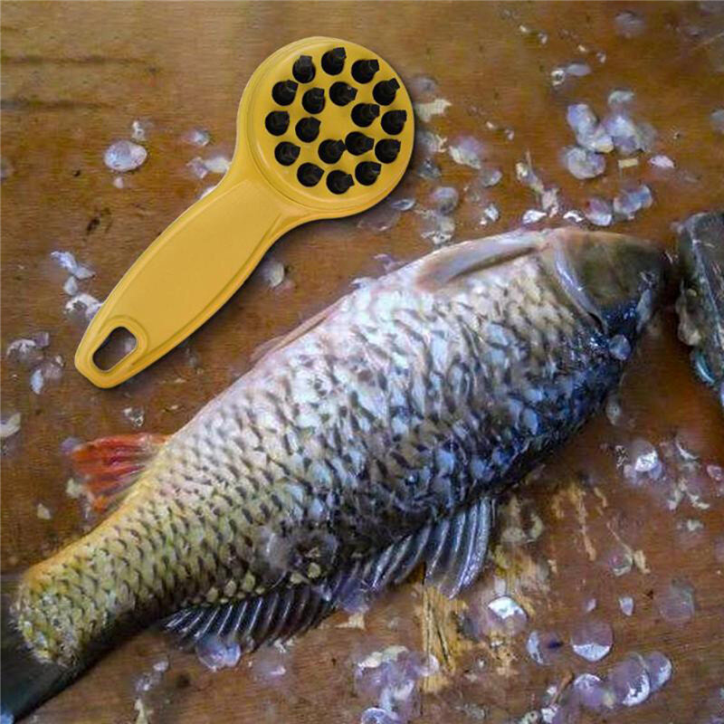 فرشاة جلد السمك سريعة مبشرة تنظيف مكشطة مصممة هندسيا مقبض أداة المطبخ