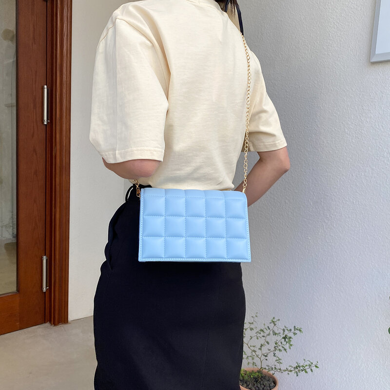Mini bolsa de ombro feminina, bolsa de ombro com estampa da moda, cor sólida, couro sintético, bolsa carteiro de ombro casual para mulheres