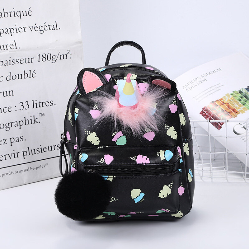 Маленький кожаный рюкзак для девочек, милый детский школьный ранец с мультипликационным единорогом для детского сада, дошкольного возраста
