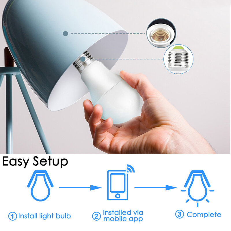 Lampadina intelligente WiFi lampada a Led 15W RGB lampadina a Led bianco/bianco caldo E27 B22 illuminazione intelligente per lavori domestici con Alexa Google Home