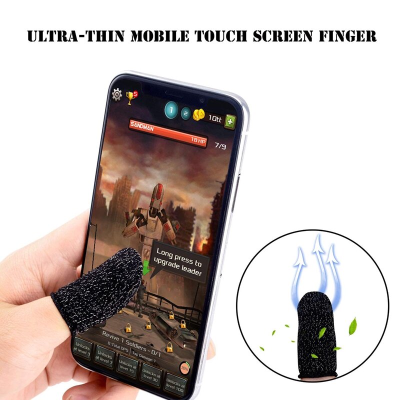 6PCS Mobile Game Controller Finger Sleeve Sets, Anti-Sweat Reusable Sweatproof Breathable Full Press Screen Finger Set for PUBG