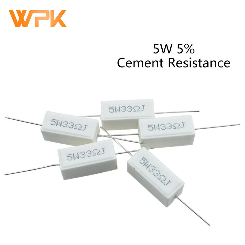 5W Ceramic Cement Resistor Ohm 5% 0.1R 0.5R 1R 2R 3R 4.7R 10R 20R 50 Ohm 100 Ohm 6.8k 10k 12k 100k Resistor 10Pcs