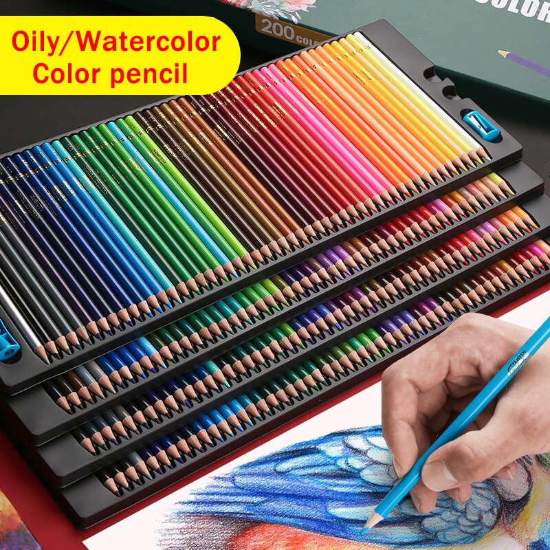 Lyoo 48/72/120/150/200色オイル色鉛筆セット木製水彩色鉛筆水溶性着色鉛筆画材