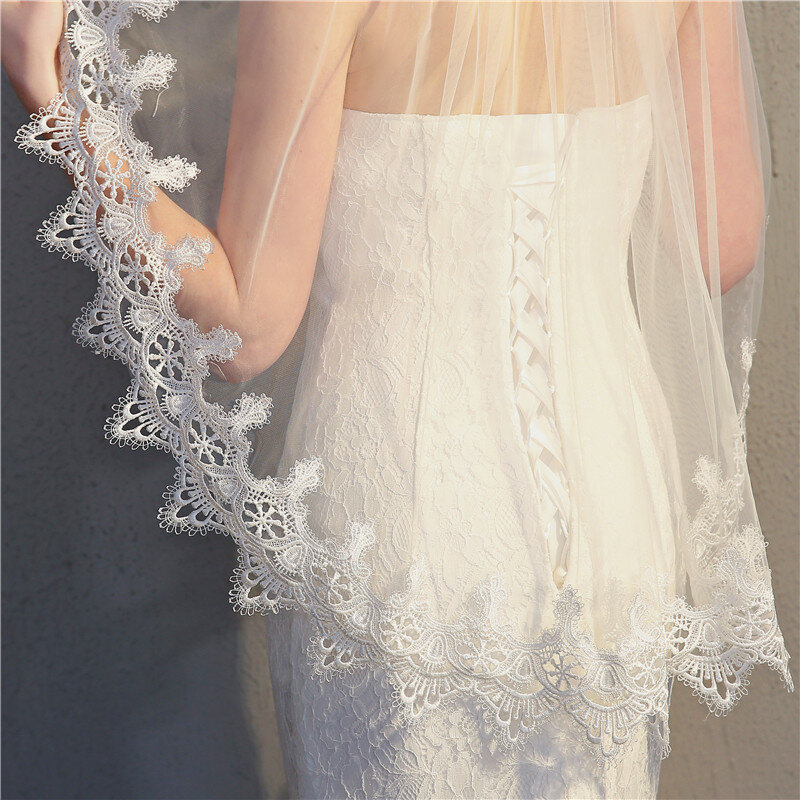 Véu de camada única com pente de cabelo de alta qualidade, solúvel em água, acessórios de vestido de casamento