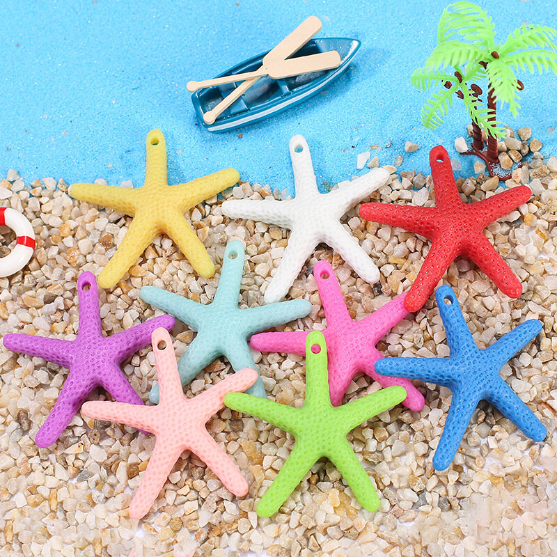 Colgante de resina Artificial con forma de estrella de mar para decoración del hogar, accesorio de resina artesanal, para playa, Costa, Mediterráneo, 4 piezas
