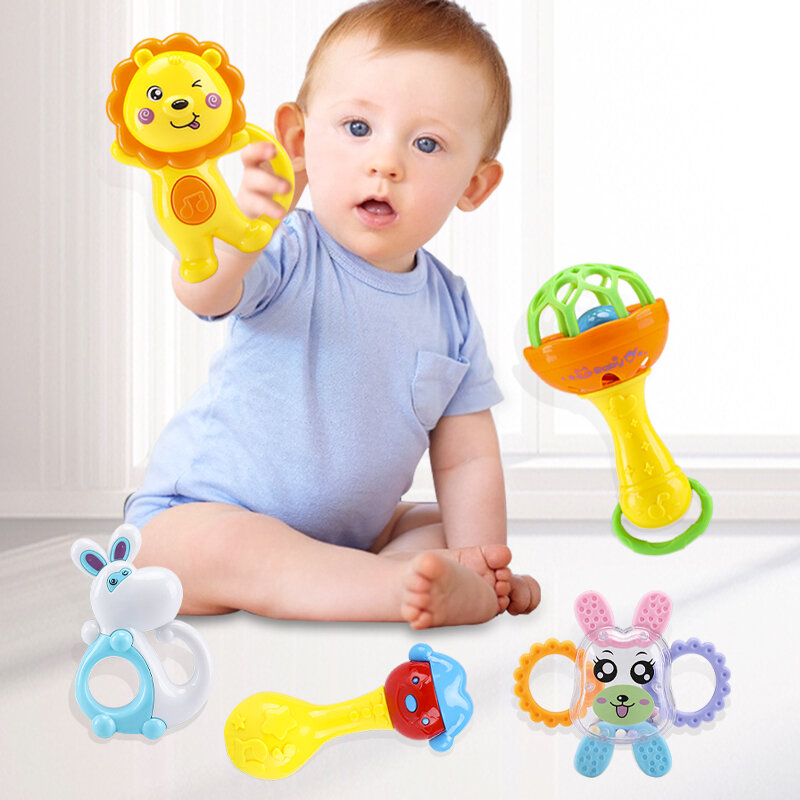 0-12 Bulan Bayi Yang Baru Lahir Pengembangan Bola Aman Lembut Tumbuh Gigi Mainan Plastik Lonceng Tangan Awal Pendidikan Mainan Bayi Mainan