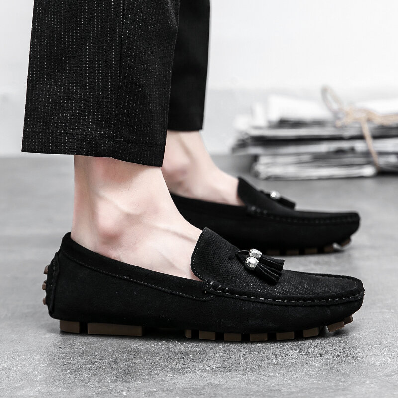 2021 New Fashion Men Shoes High Quality Soft Leather Casual Loafers Moccasins Luxury Brand Slip On Driving Flats Shoes Big Size