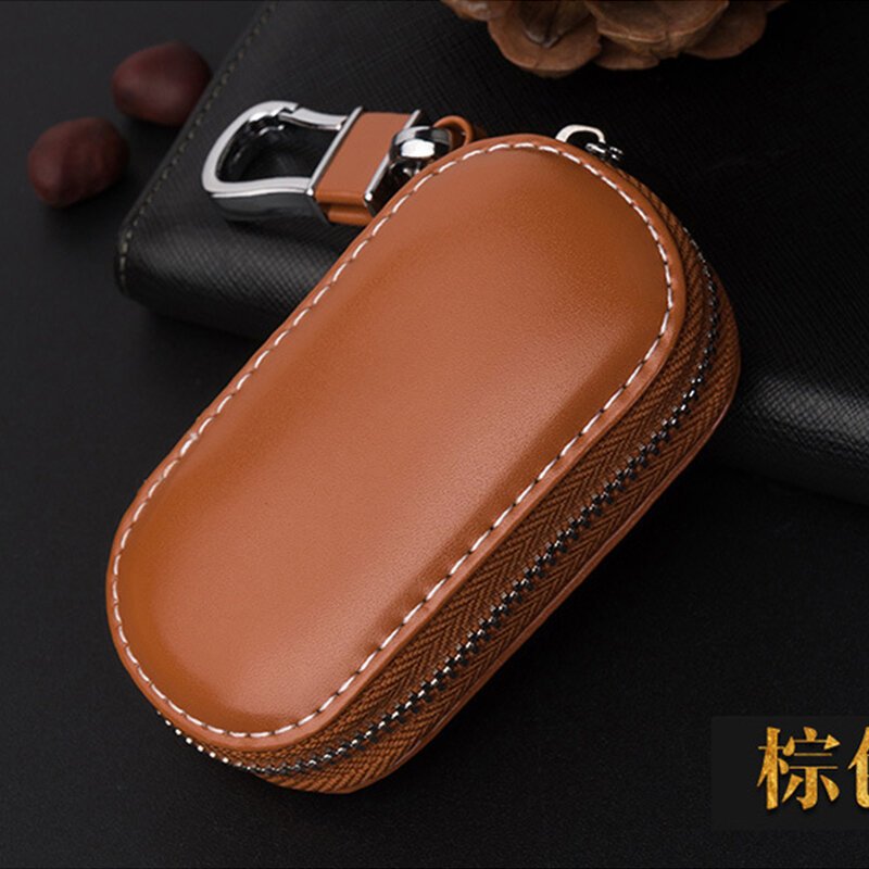 Women's Key Bag Simple Solid Color High Quality PU Leather Car Key Case Fashion Metal Buckle Family Storage Female's Key Wallet