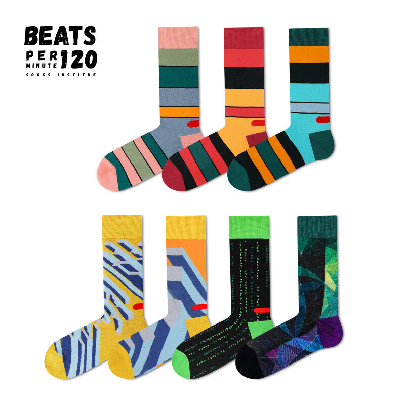 BPM120-calcetín deportivo para hombre y mujer, calcetín de algodón con diseño Original, contraste de Color, para todas las estaciones, informal, Hip hop, Harajuku, matemáticas, novedad