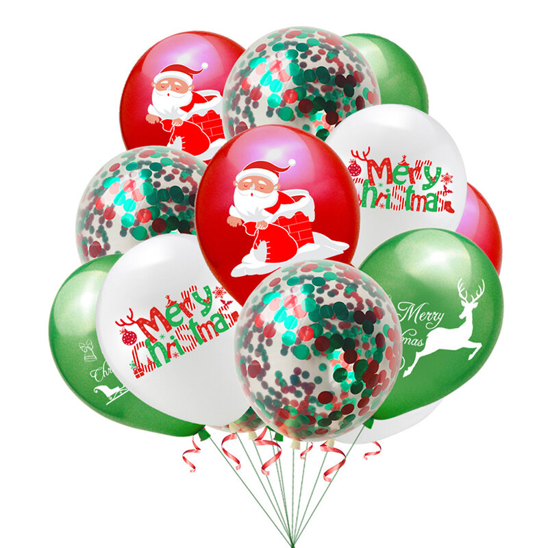 Merry Christmas บอลลูน Santa Claus Elk Decor Latex บอลลูน Confetti Xmas ต้นไม้ตกแต่งบอลลูนสำหรับ Xmas Party Decor