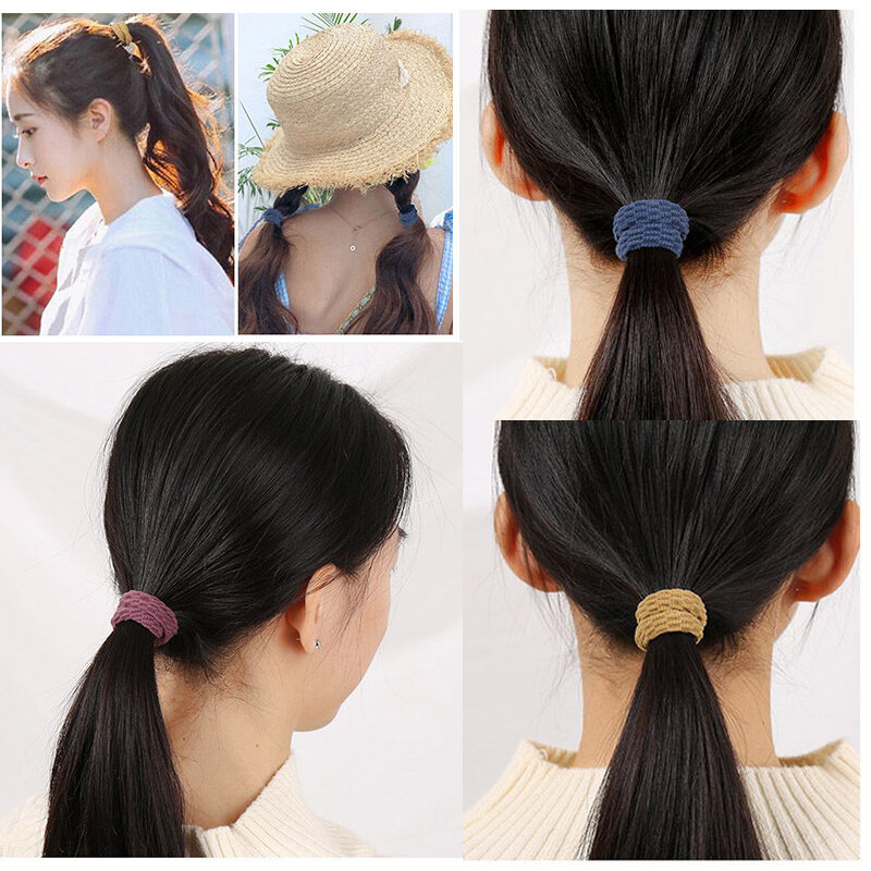 20 Uds mujeres básico Simple elástico bandas para el cabello lazos Scrunchie de cola de caballo titular de bandas de goma de chicas de moda accesorios para el cabello diadema