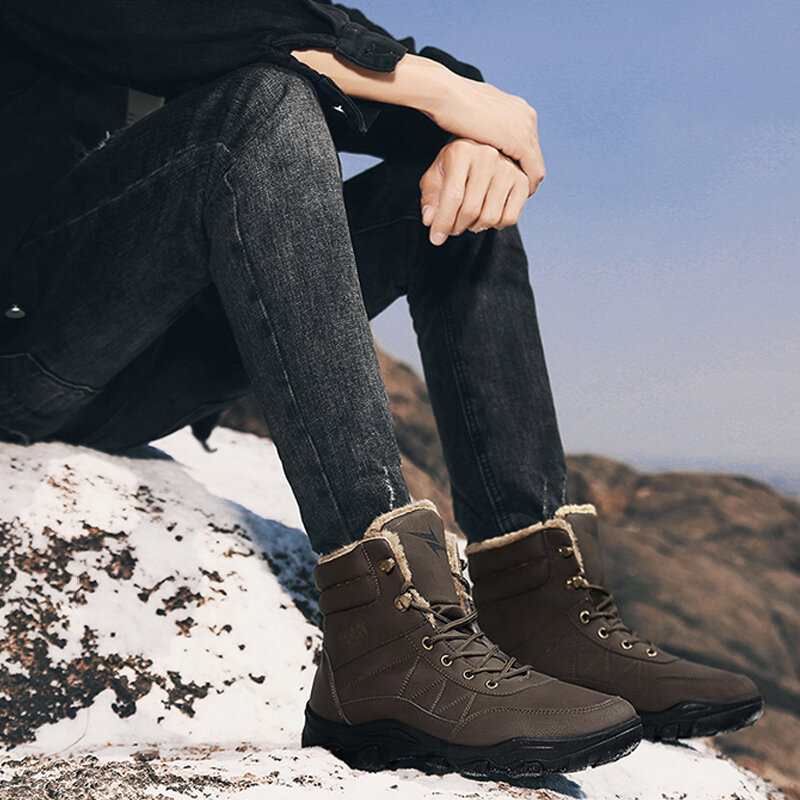 Botas de nieve informales para hombre y mujer, calzado de terciopelo resistente al agua y al viento, protección contra el frío, montañismo, Invierno