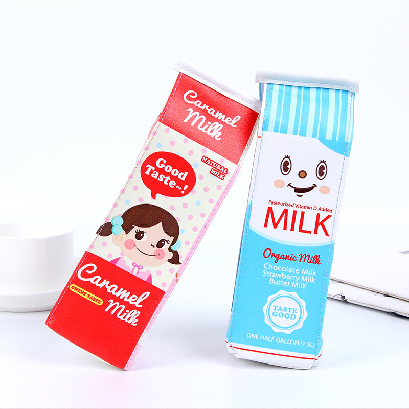 Estuche escolar de Corea para niños y niñas, estuche de lápices de leche inusuales, material escolar