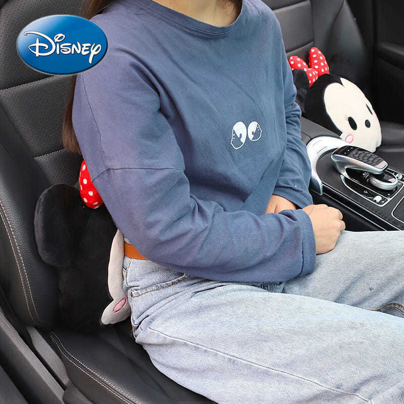 Disney-edredón de Mickey Mouse y Minnie para coche, bonito edredón trasero de doble uso, plegable, almohada de coche, cojín dos en uno