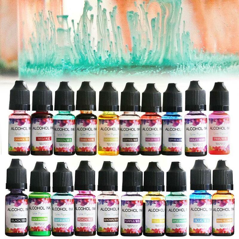 1 botella de 10ml botella de Arte de tinta Diy resina epoxi Uv difusión pigmento Alcohol líquido de tinta colorante tinta de tinte difusión para Resina joyas de R9i6