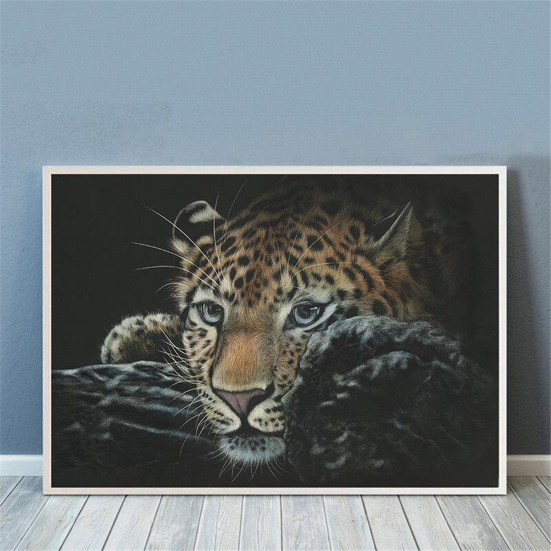 Grandes gatos leopardos fotos sala de estar arte da parede decoração animal nenhum quadro cartaz pintura a óleo decoração