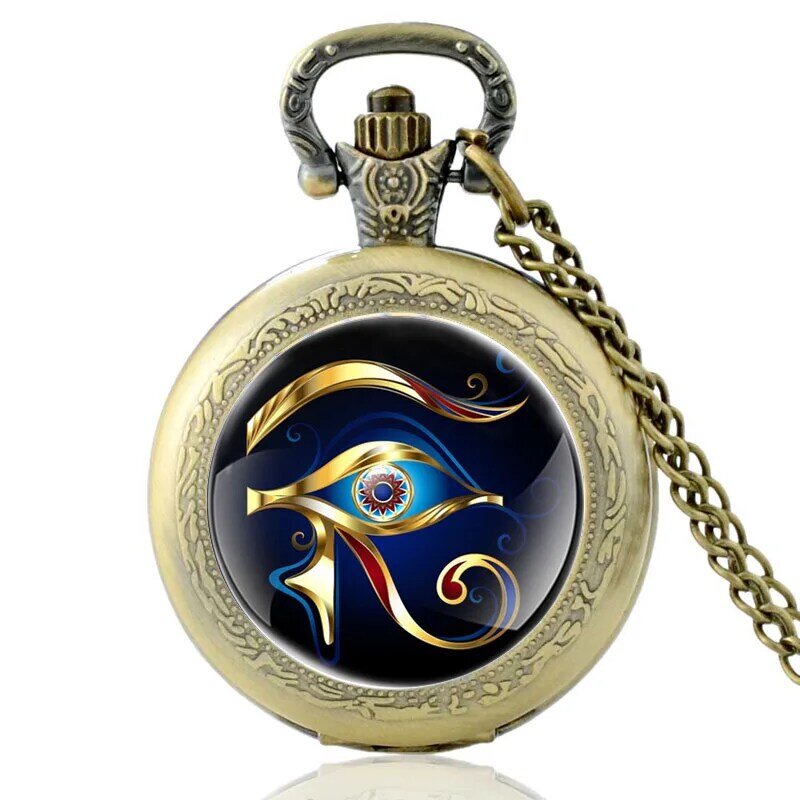 Reloj de bolsillo clásico para hombre y mujer, pulsera con colgante de Ojo de Horus, de cuarzo, bronce, Vintage, regalo de joyería