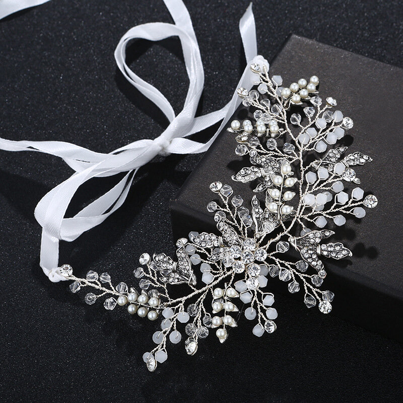 Sainmax New Fashion opaska ślubna dla nowożeńców na zdjęcia ślubne liść nakrycia głowy z kwiatami akcesoria ślubne na wesele