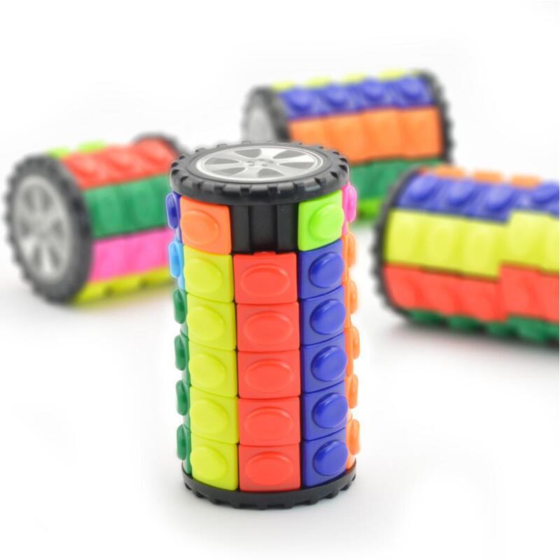 3D obróć Cylinder slajdów magiczna kostka kolorowe Babylon wieża Stress Relief Cube dzieci Puzzle zabawki dla dzieci dorośli zabawki sensoryczne