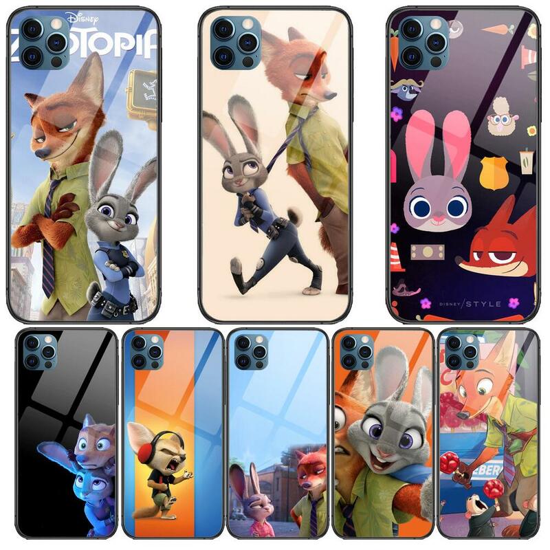 Zootopia Disney citazioni custodia in vetro per iphone 12 11 Pro Max 12Pro XS Max XR X 7 8 Plus SE 2020 Cover posteriore temperata