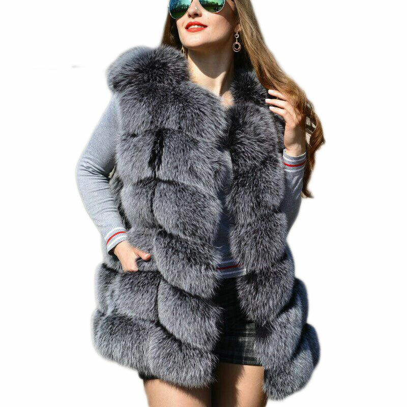Veste et manteau en fausse fourrure de renard artificiel pour femme, élégant, mi-long, de haute qualité, à la mode, chaud, hiver, 2021