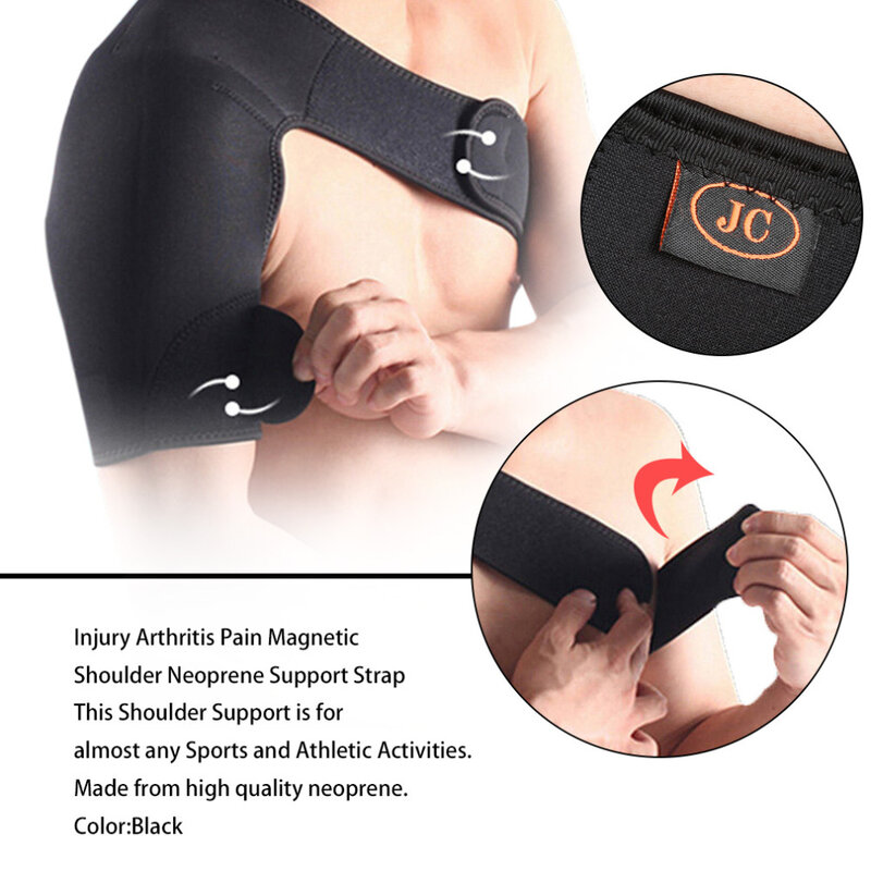 Adjustable Breathable Gym Sports Care Single Shoulder Support Back Brace Guard Strap Wrap Belt Band Pads Black Bandage Men/Women
