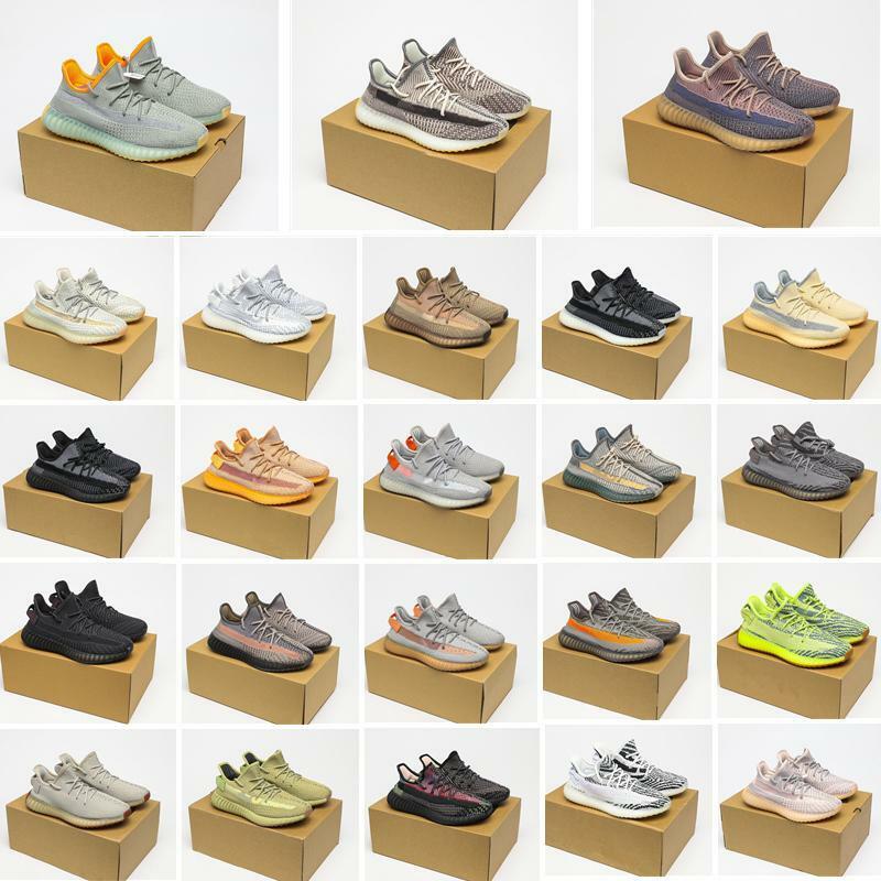 TOP Quality  2021 Kanye 350 V2 Zapatillas Running Shoes Sneaker Cinder Tail Light Desert Sage Black Static Reflective Size 36-47