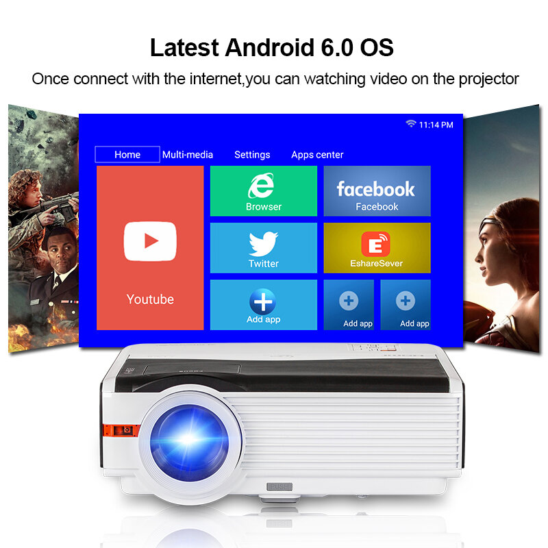 Home Projector Led Cinema Full Hd 720P Resolution Beamer Wireless Airplay Video 8000:1 Contrast Ratio Freeshipping Projector