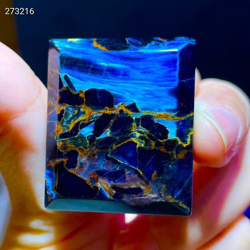 Pietersite – pendentif rectangulaire bleu naturel authentique, 34.6/29.6/10.6mm, pour hommes et femmes, bijoux œil de chat AAAAAA