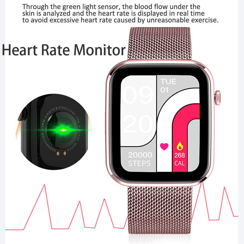 LIGE Neue Smart Uhr frauen 1,69 Zoll Full Touch Fitness Echt-zeit Aktivität Tracker Blutdruck Sport Damen Smart uhr Männer