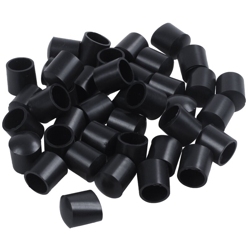 Bouchons en caoutchouc noir, 40 pièces, tube rond de 10mm