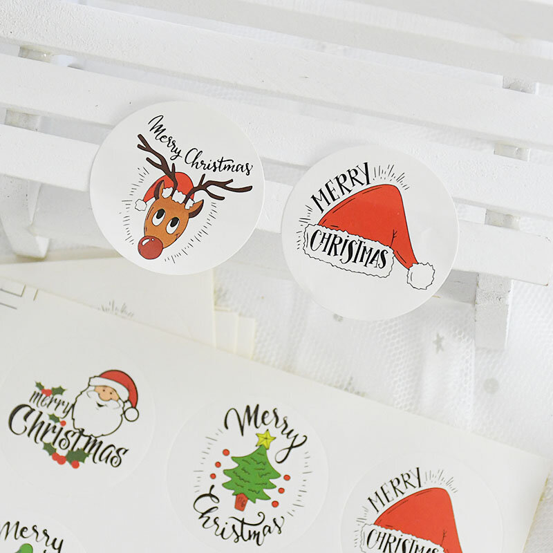 120 sztuk wesołych naklejki świąteczne DIY papiernicze naklejka na Album dekoracyjne święty mikołaj jeleń opakowania uszczelki etykiety