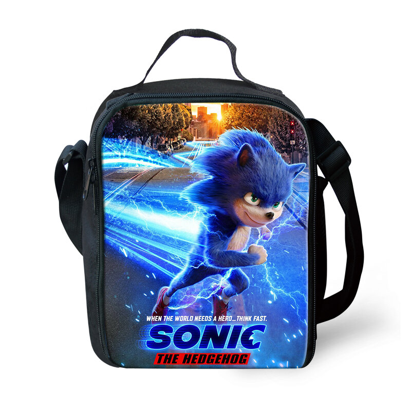 HALYUNASC Kids Insulated Lunch Bag Hot Game Sonic Design Pattern Students Water-proof Lunch Box Girls Picnic Snacks Container