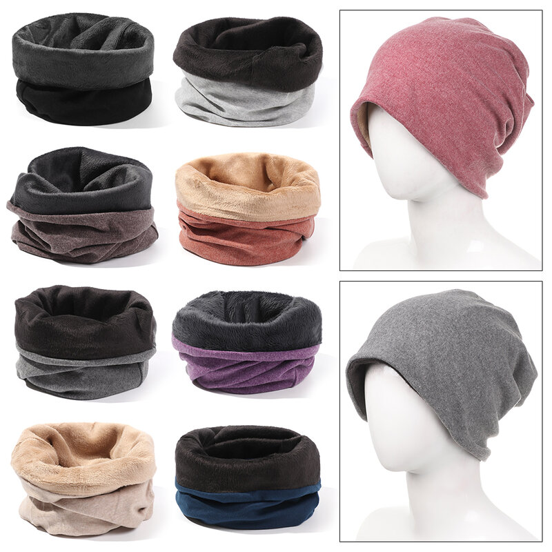 คอ Thicken ผ้าพันคอฤดูหนาว Warm หมวกขี่จักรยานเดินป่าแฟชั่นผู้ชายหมวกหมวกหมวกมุสลิม Hijabs Head Wrap