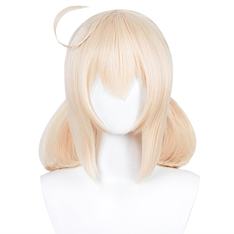 Genshin Impact Klee Wig Shoes Bag Cosplay Halloween Wigs Ponytails Women Beige Wig Heat Resistant Synthetic Hair