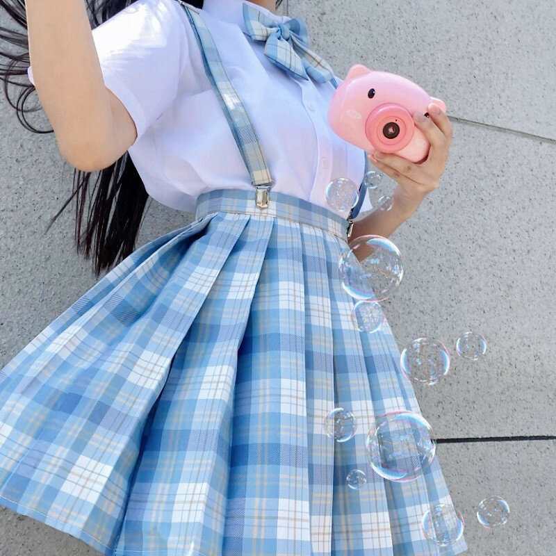 Compre Harajuku japonês conjunto de três peças xadrez mini saia feminina  uniformes escolares saia a linha doce cintura alta feminino kawaii ternos e  conjuntos (camisa + arco + saia)