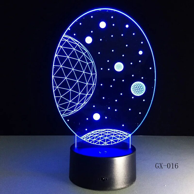 Luminária led abstrata universo 3d, lâmpada decorativa de acrílico com visão colorida