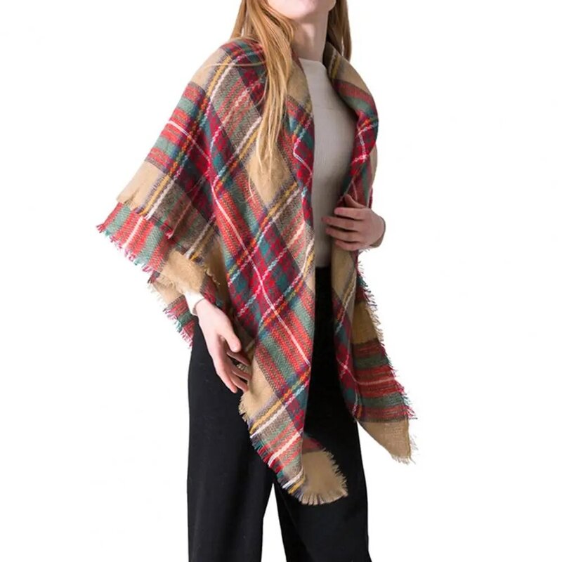 Bufanda de empalme cálida para mujer, chal práctico multicolor que combina con todo, dobladillo de borla, para invierno, Unisex
