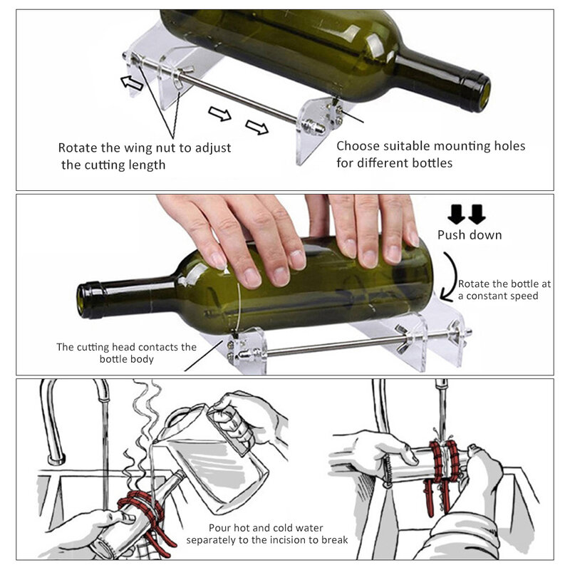 Realmote-Cortador profesional para botellas, máquina profesional para corte de botellas de cerveza o vino, con tamaño 18x15x5cm, color transparente