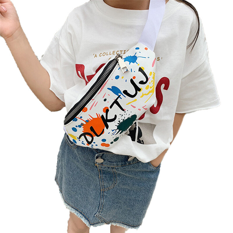 Забавная сумка для маленьких мальчиков и девочек, модный поясной кошелек через плечо с принтом для повседневных поездок
