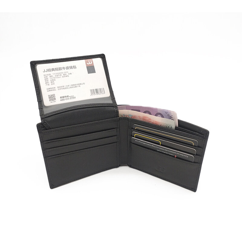 Bolsa de couro genuíno para homens titular do cartão de visita curto pequeno multifuncional mão titular do cartão de homem carteiras preto
